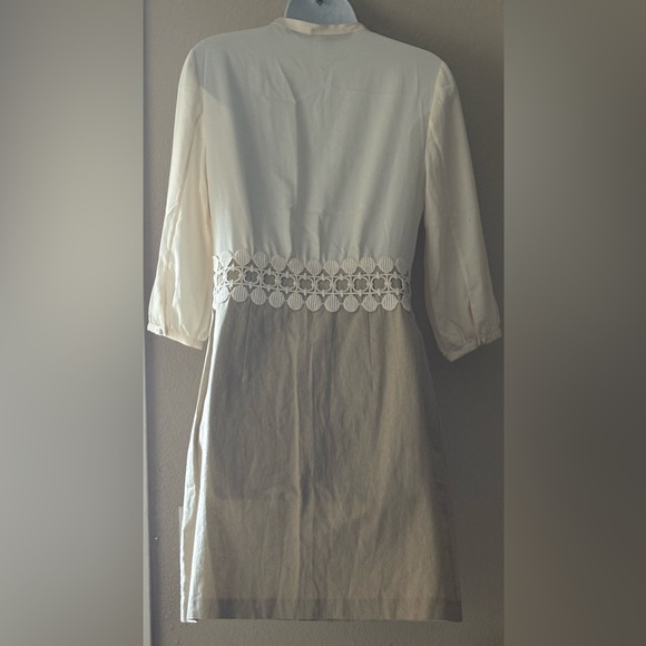NWT ElegantCream and Tan Dress with Lace  Size S - Picture 3 of 15